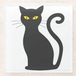 Black Cat Schattige Glazen Onderzetter