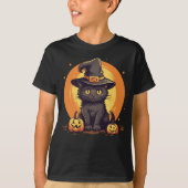 Black Cat Schattige Halloween T-shirt (Voorkant)