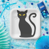 Black Cat Schattige Papieren Bordje (Feest)