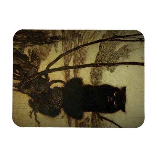 Black Cat Scowling Magneet (Horizontaal)