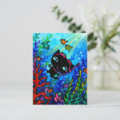 Black Cat Scuba Dive Fish Marine Art Briefkaart (Staand voorkant)