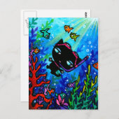 Black Cat Scuba Dive Fish Marine Art Briefkaart (Voorkant / Achterkant)