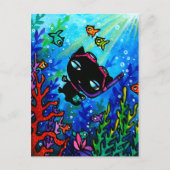 Black Cat Scuba Dive Fish Marine Art Briefkaart (Voorkant)