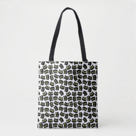 Black Cat Seamless Pattern Pet Lovers Tote Bag