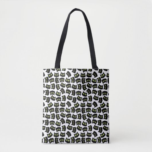 Black Cat Seamless Pattern Pet Lovers Tote Bag (Voorkant)