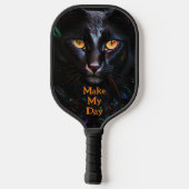 Black Cat Serious Look Make My Day Pickleball Paddle (Achterkant)