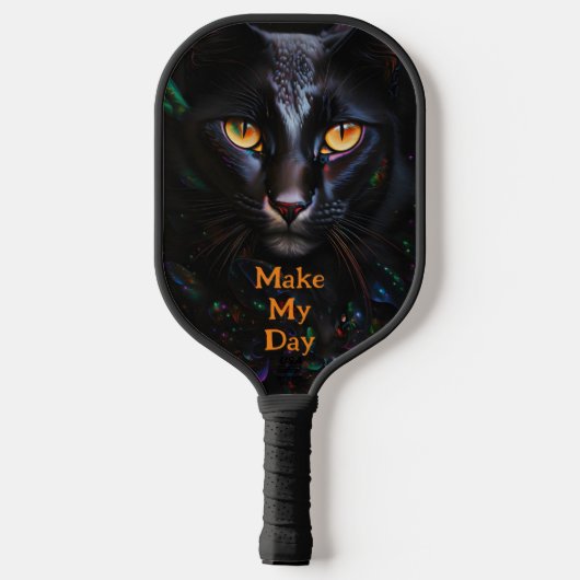 Black Cat Serious Look Make My Day Pickleball Paddle (Achterkant)