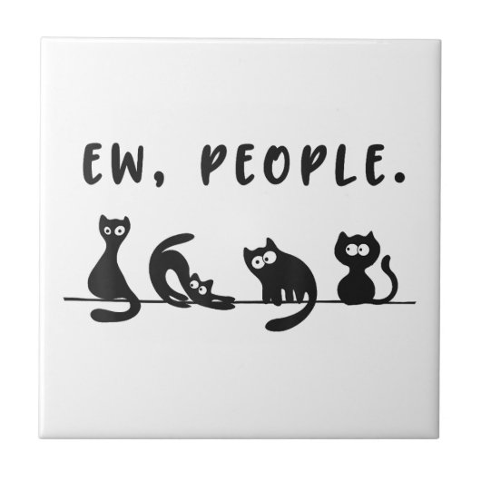 Black cat shirt grappige vrouwen nieuw mensen meow tegeltje (Voorkant)