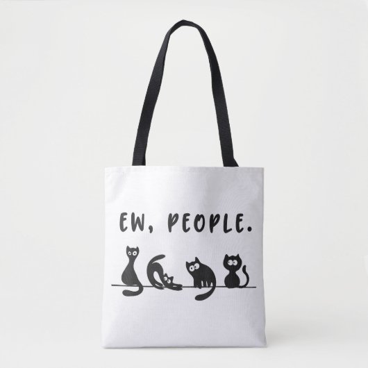 Black cat shirt grappige vrouwen nieuw mensen meow tote bag (Voorkant)