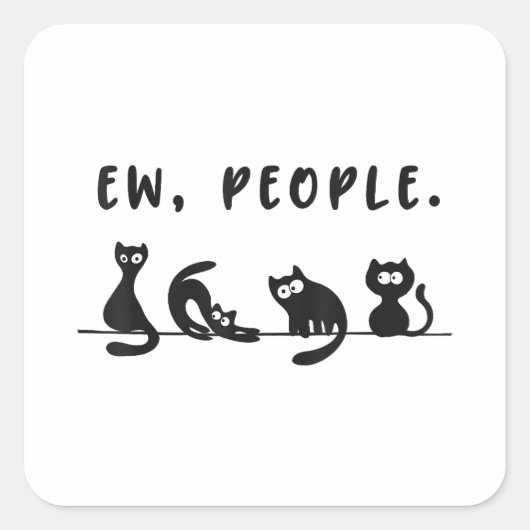 Black cat shirt grappige vrouwen nieuw mensen meow vierkante sticker (Voorkant)
