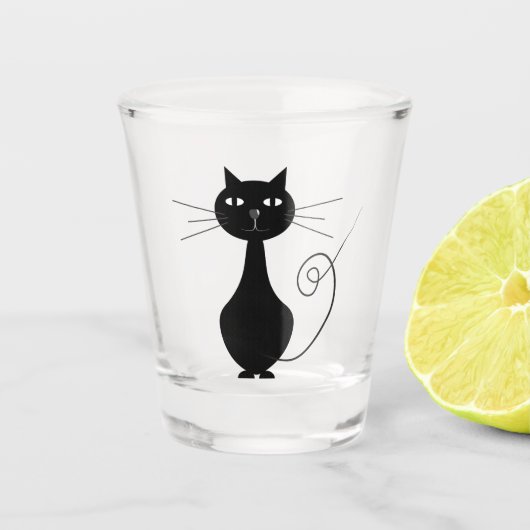 Black cat shot glass glas (Voorkant)