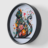 Black Cat silhouet gemaakt van kleurrijke bloemen (Hoek)