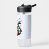 Black Cat silhouet gemaakt van kleurrijke bloemen Waterfles (Links)