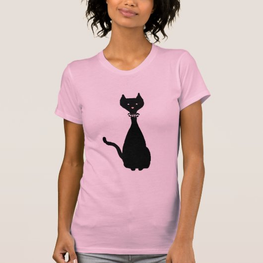 Black Cat silhoueted Cartoon Art T-shirt (Voorkant)