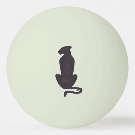 Black Cat Silhouette 1star grn glow ping pong ball (Voorkant)