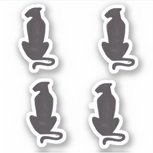 Black Cat Silhouette 4 contour small stickers (Voorkant)