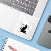  Black Cat Silhouette Artistic Fireworks New Year  Sticker (Laptop met iPhone)