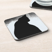 Black Cat Silhouette Bier Onderzetter (Linkerzijde)