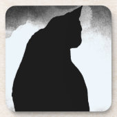 Black Cat Silhouette Bier Onderzetter (Voorkant)