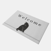 Black Cat Silhouette Black WELCOME Grey Deurmat (Schuin)