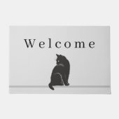 Black Cat Silhouette Black WELCOME Grey Deurmat (Voorkant)