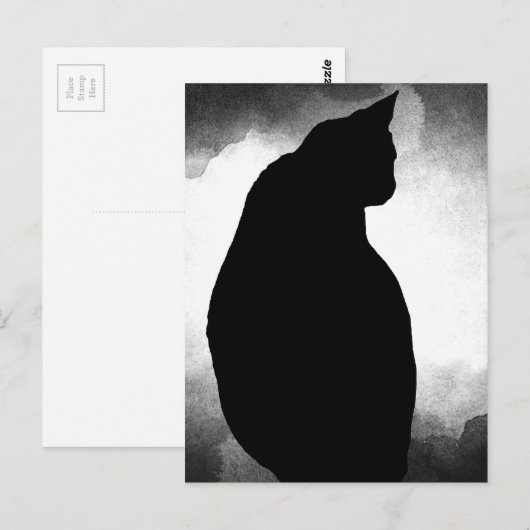 Black Cat Silhouette Briefkaart (Voorkant / Achterkant)