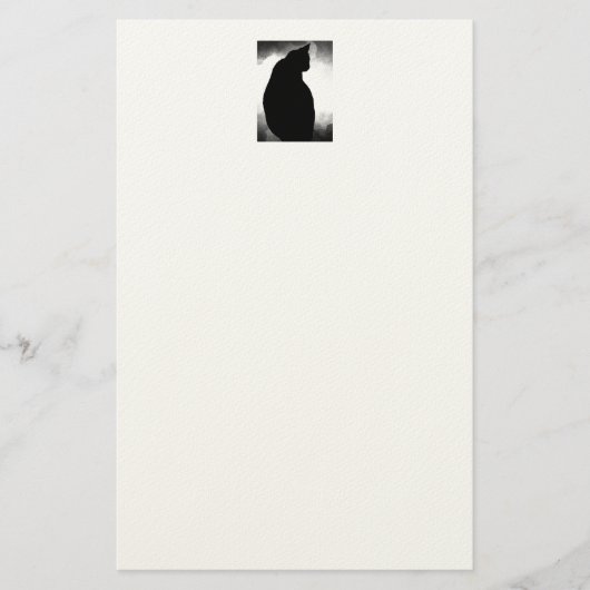 Black Cat Silhouette Briefpapier (Voorkant)