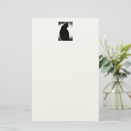 Black Cat Silhouette Briefpapier (Staand voorkant)