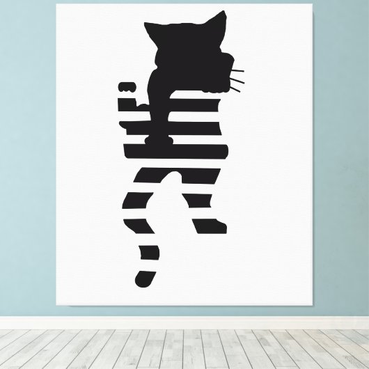 Black Cat Silhouette Canvas Afdruk (Insitu (Houten vloer))