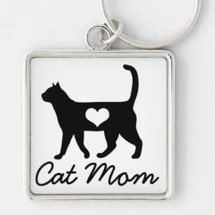 Black Cat Silhouette Cat Mam Sleutelhanger
