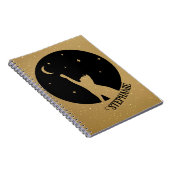 Black Cat Silhouette die de maan en de sterren lek Notitieboek (Rechterzijde)