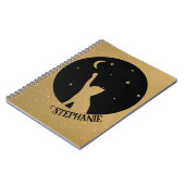 Black Cat Silhouette die de maan en de sterren lek Notitieboek (Linkerzijde)