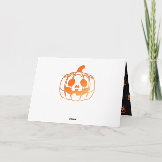 Black Cat Silhouette en Jack o'lanterns Halloween Kaart (Achterkant)