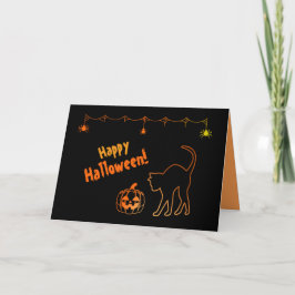 Black Cat Silhouette en Jack o'lanterns Halloween Kaart