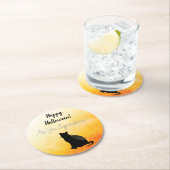 Black Cat Silhouette Halloween Ronde Kartonnen Onderzetter (Insitu)