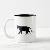Black Cat Silhouette Kitten Spint eenvoudige kunst Tweekleurige Koffiemok (Links)