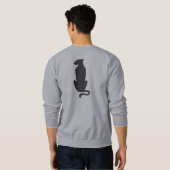Black Cat Silhouette mannen grijs sweatshirt terug (Achterkant volledig)