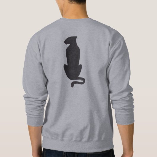 Black Cat Silhouette mannen grijs sweatshirt terug (Achterkant)