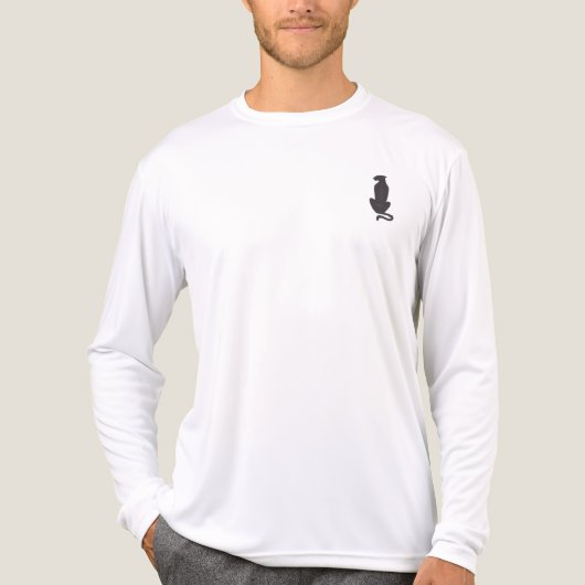 Black Cat Silhouette mannen wit shirt met lange mo (Voorkant volledig)