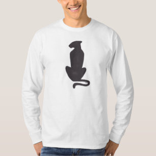 Black Cat Silhouette mannen wit shirt met lange mo