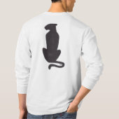 Black Cat Silhouette mannen wit shirt met lange mo (Achterkant)