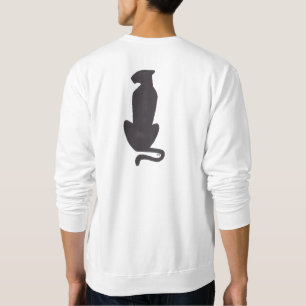Black Cat Silhouette mannen wit sweatshirt terug