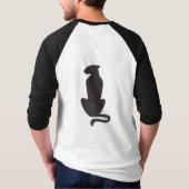 Black Cat Silhouette mannen wit zwart raglan shirt (Achterkant)