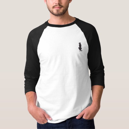 Black Cat Silhouette mannen wit zwart raglan shirt (Voorkant)
