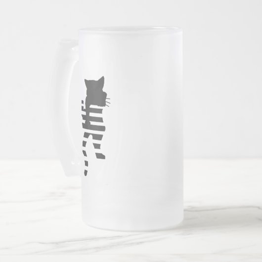 Black Cat Silhouette Matglas Bierpul (Voorkant links)