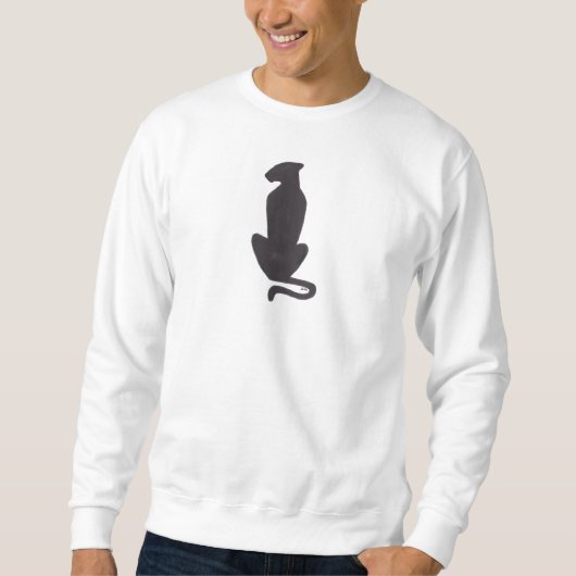 Black Cat Silhouette men white sweatshirt (Voorkant)
