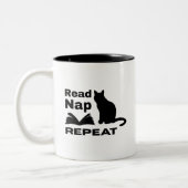 Black Cat Silhouette met Boek Quote Art Mok (Links)