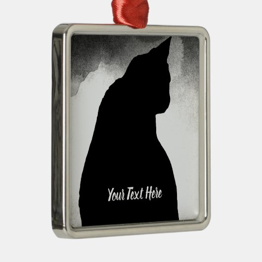 Black Cat Silhouette Metalen Ornament (Rechts)