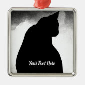 Black Cat Silhouette Metalen Ornament (Voorkant)