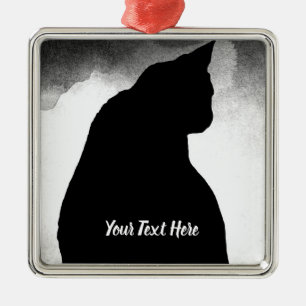 Black Cat Silhouette Metalen Ornament
